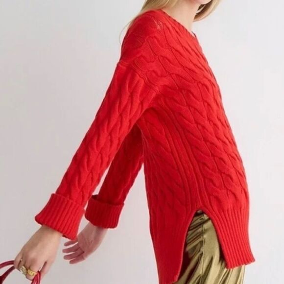 J. CREW Women’s Cable Knit Sweater Sz XS-S in Scarlett - Picture 3 of 10